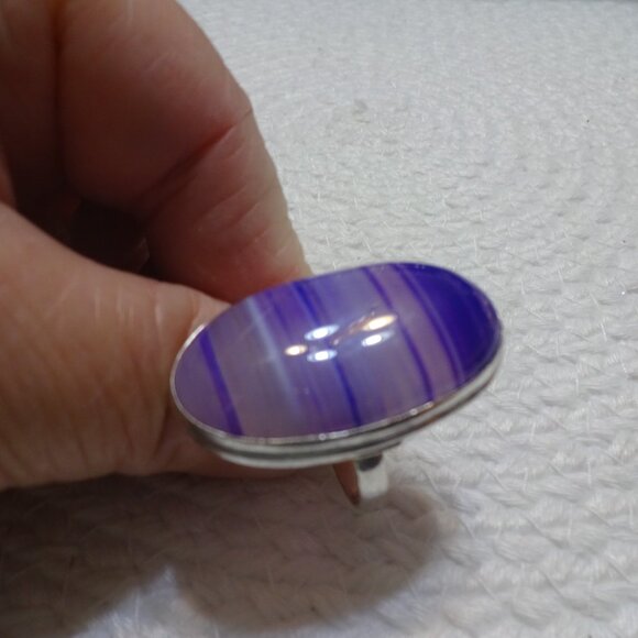 Gorgeous PURPLE BOTSWANA AGATE Handmade Sterling 925 Ring Size 11 #853C - Picture 2 of 3